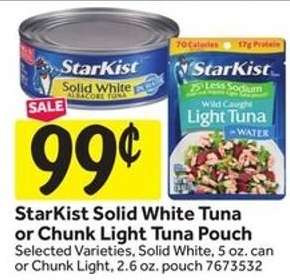 StarKist Solid White Tuna or Chunk Light Tuna Pouch