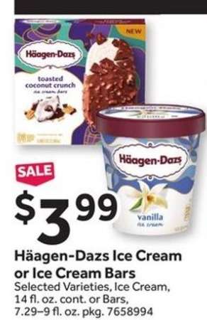 Häagen-Dazs Ice Cream or Ice Cream Bars