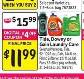 Tide, Downy or Gain Laundry Care