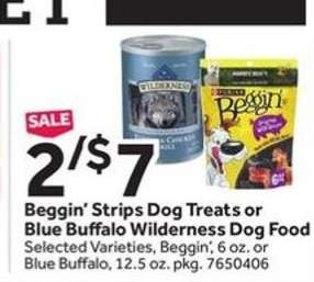 Beggin' Strips Dog Treats or Blue Buffalo Wilderness Dog Food