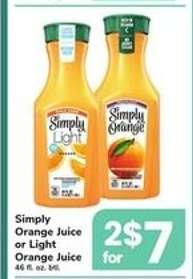 Simply Orange Juice or Light Orange Juice