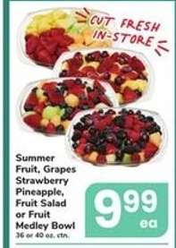 Summer Fruit, Grapes Strawberry Pineapple, Fruit Salad or Fruit Medley Bowl