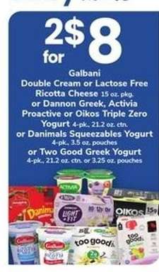 Galbani, Dannon, Activia, Oikos, Danimals, Two Good