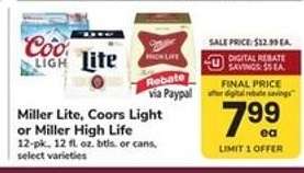 Miller Lite, Coors Light or Miller High Life