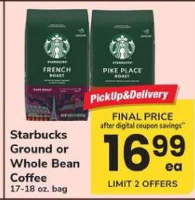 Starbucks Ground or Whole Bean Coffee