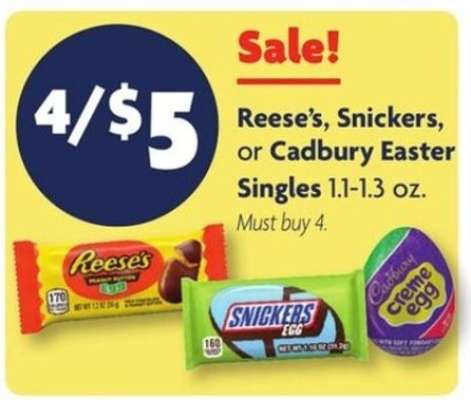 Reese's, Snickers, or Cadbury Easter Singles