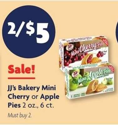 JJ's Bakery Mini Cherry or Apple Pies