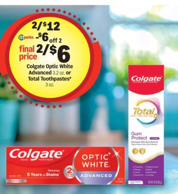 Colgate Optic White Advanced or Total Toothpastes