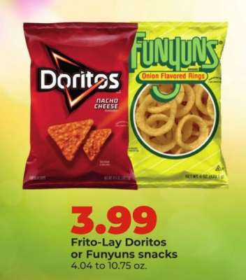 Frito-Lay Doritos or Funyuns snacks