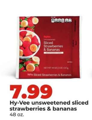 Hy-Vee unsweetened sliced strawberries & bananas