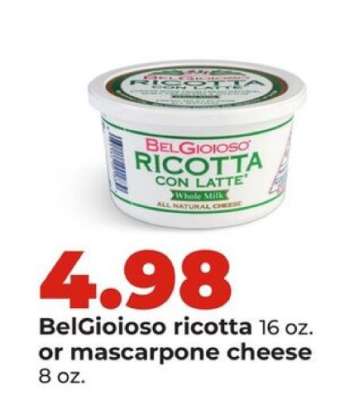 BelGioioso Ricotta or Mascarpone Cheese