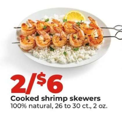 Cooked shrimp skewers