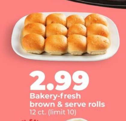 Bakery-fresh brown & serve rolls
