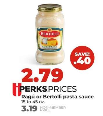 Ragú or Bertolli pasta sauce