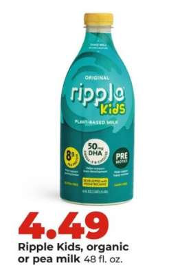 Ripple Kids, organic or pea milk