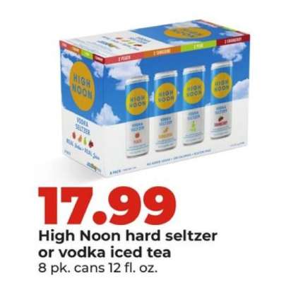 High Noon hard seltzer or vodka iced tea