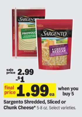 Sargento Shredded, Sliced or Chunk Cheese