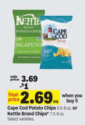 Cape Cod Potato Chips or Kettle Brand Chips