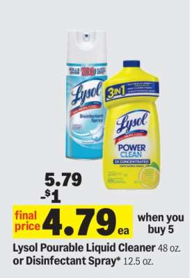 Lysol Pourable Liquid Cleaner or Disinfectant Spray