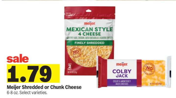 Meijer Shredded or Chunk Cheese