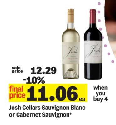 Josh Cellars Sauvignon Blanc or Cabernet Sauvignon