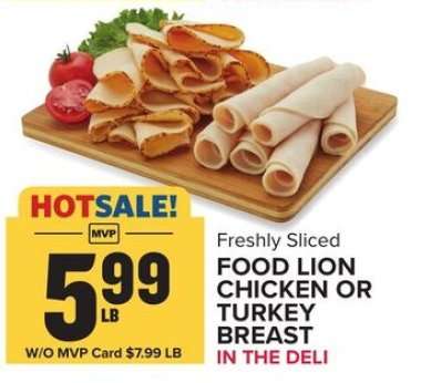 Food Lion Chicken or Turkey Breast