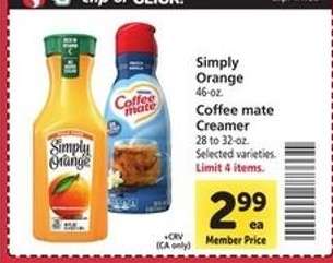Simply Orange / Coffee mate Creamer