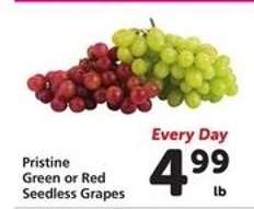 Pristine Green or Red Seedless Grapes