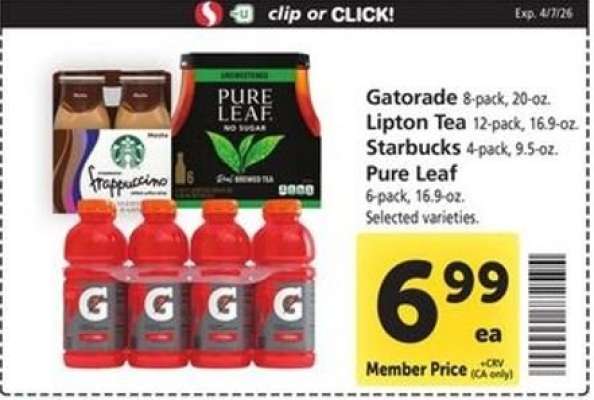 Gatorade, Lipton Tea, Starbucks, Pure Leaf