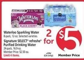 Waterloo Sparkling Water & Signature SELECT refreshe Purified Drinking Water