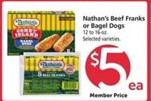 Nathan’s Beef Franks or Bagel Dogs