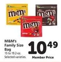 M & M' s Family Size Bag