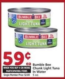 Bumble Bee Chunk Light Tuna In Water