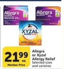 Allegra or Xyzal Allergy Relief