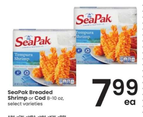 SeaPak Breaded Shrimp or Cod