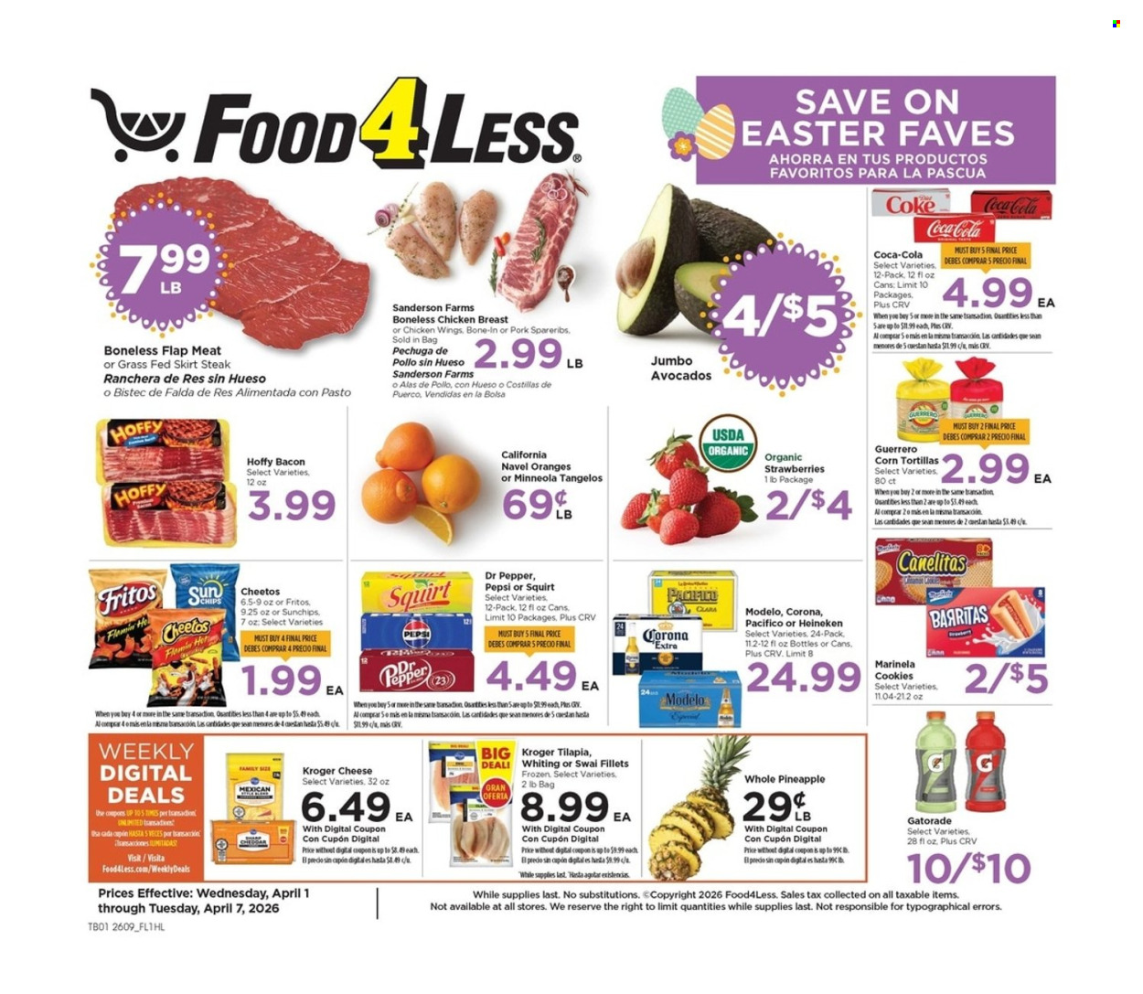 Food 4 Less ad - 04/01/2026 - 04/07/2026. Page 1
