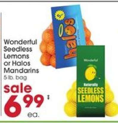 Wonderful Seedless Lemons or Halos Mandarins