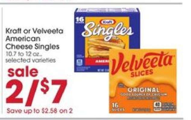 Kraft or Velveeta American Cheese Singles