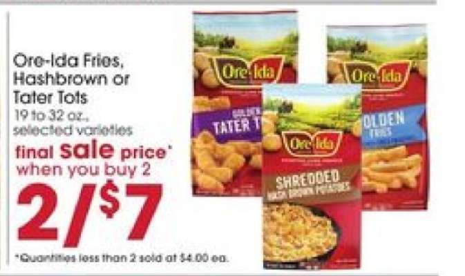 Ore-Ida Fries, Hashbrown or Tater Tots