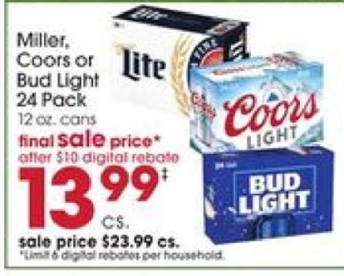 Miller, Coors or Bud Light 24 Pack