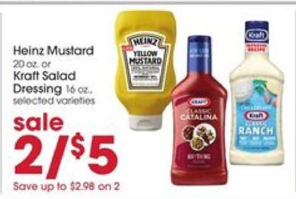 Heinz Mustard or Kraft Salad Dressing