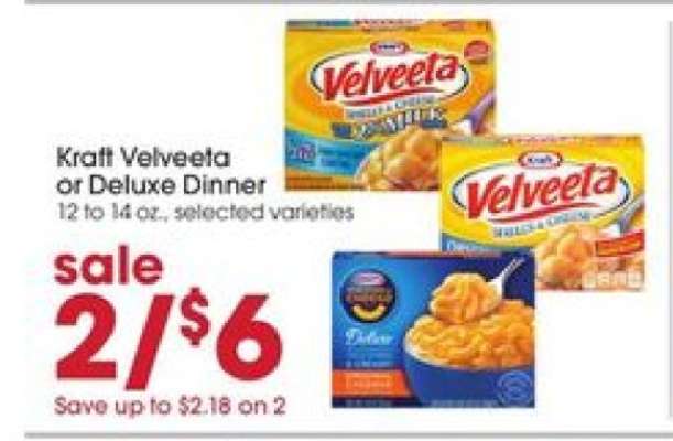Kraft Velveeta or Deluxe Dinner