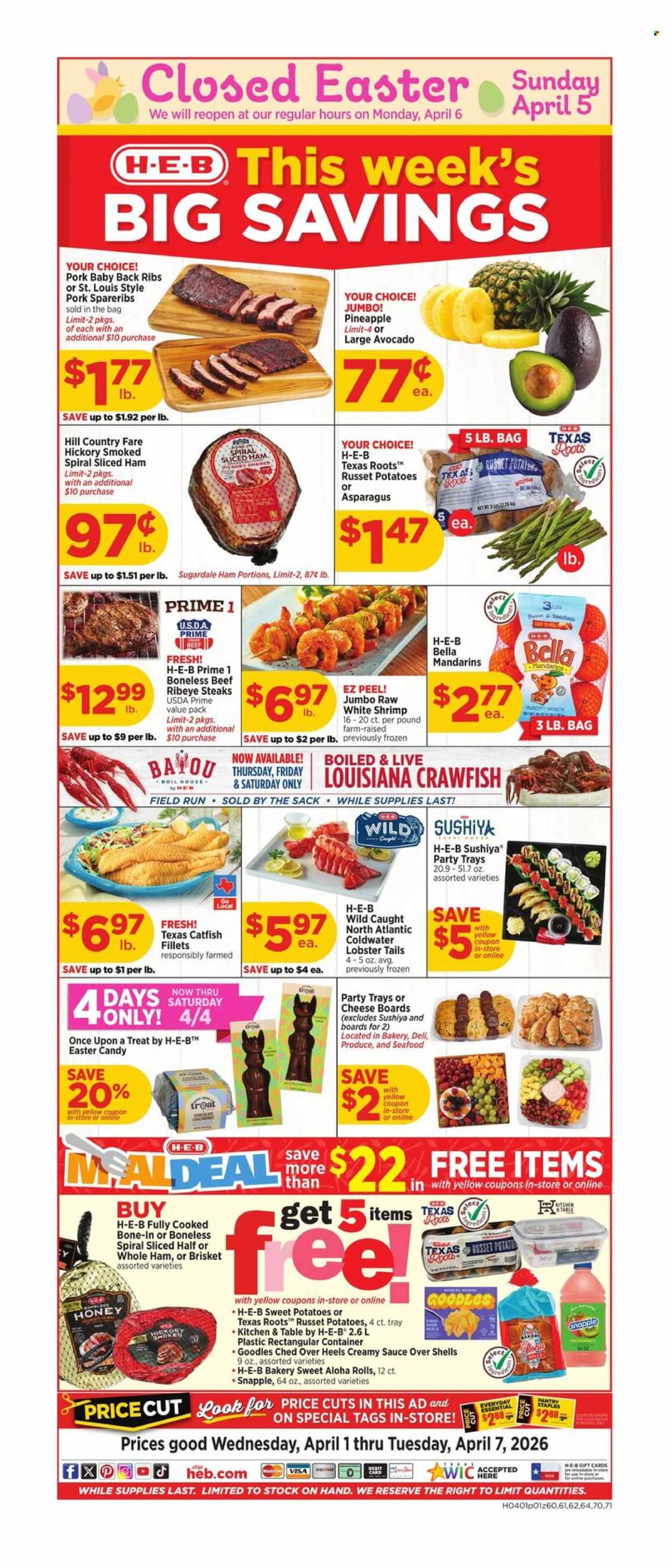 H-E-B ad - 04/01/2026 - 04/07/2026. Page 1