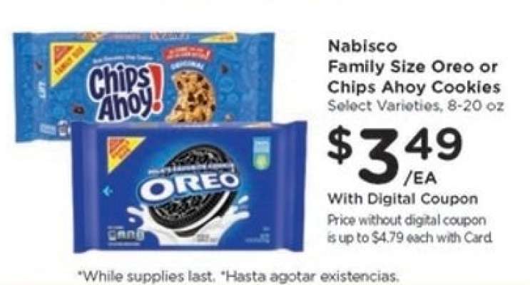 Nabisco Family Size Oreo or Chips Ahoy! Cookies*