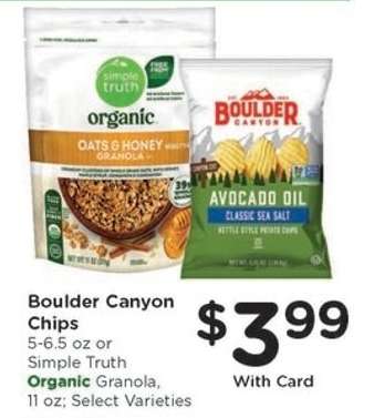 Boulder Canyon Chips or Simple Truth Organic Granola