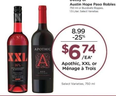 Apothic, XXL or Ménage à Trois