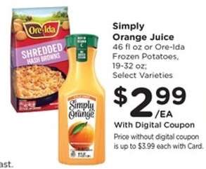 Simply Orange Juice or Ore-Ida Frozen Potatoes