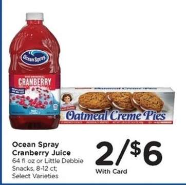 Ocean Spray Cranberry Juice or Little Debbie Snacks