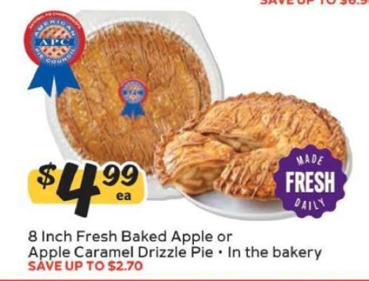 8 Inch Fresh Baked Apple or Apple Caramel Drizzle Pie