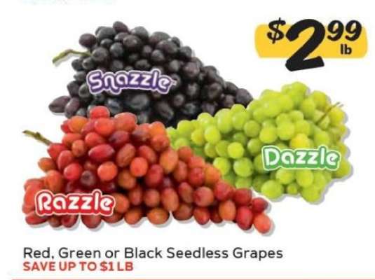 Red, Green or Black Seedless Grapes